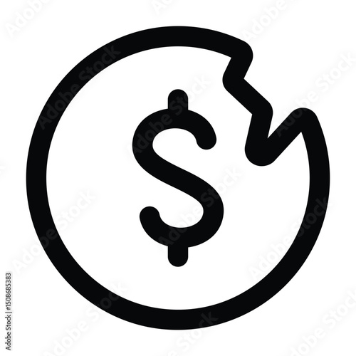 Simple Economic Crisis outline icon. The icon can be used for websites, print templates, presentation templates, illustrations, etc	
