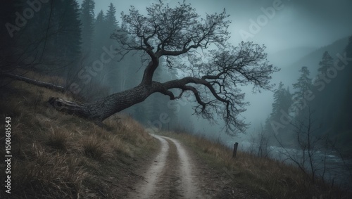 A very wonky sideways tree along the trail