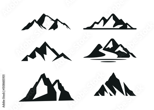 mountain silhouette icon set vector logo design illustration	