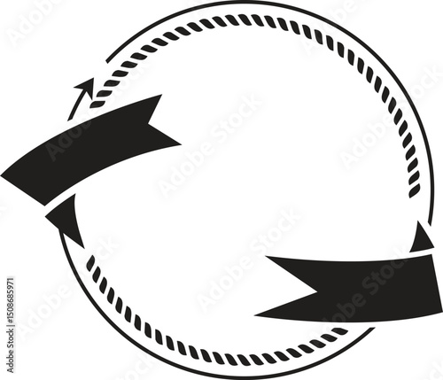 Round rope curve symbol set. Different thickness circular ropes set for decoration. Vector isolated on white
