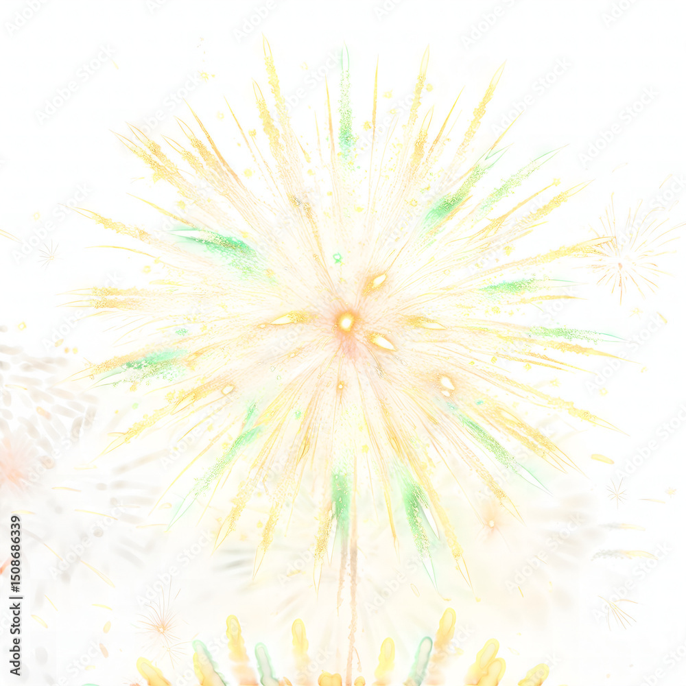 Obraz premium Add energy to your designs with this festive firework vector illustration. The isolated style and colorful explosion are perfect for celebratory themes. From event flyers to digital greetings, this im