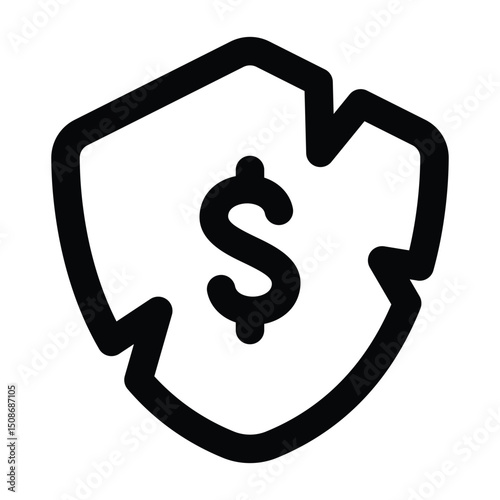 Simple Broken Shield outline icon. The icon can be used for websites, print templates, presentation templates, illustrations, etc	
