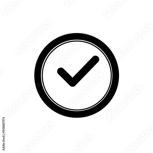 Check Icon. tick design illustration isolated on white striped background. tick icon with circle background.