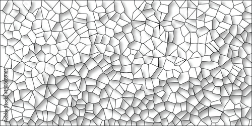 Abstract cellular pattern with black lines and grayscale shadows creates unique geometric backdrop for modern design elements