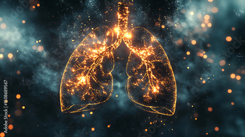 Illuminated Lungs Against a Cosmic Background