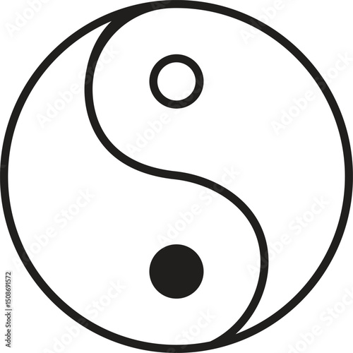 Yin yang symbol in heart shape, vector illustration for fashion, card, poster, sticker prints