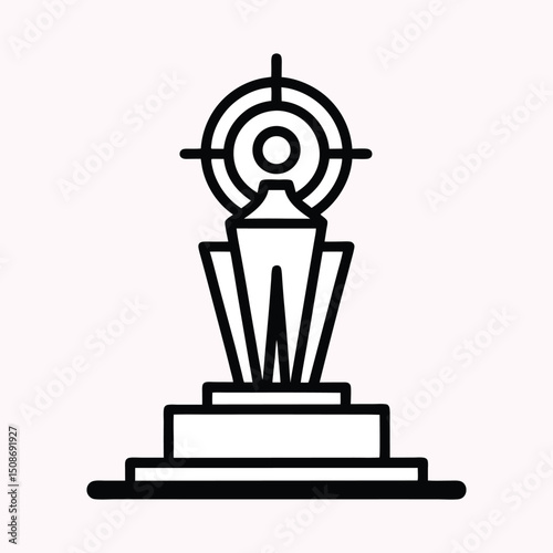 Line art icon of an award statue black and white design