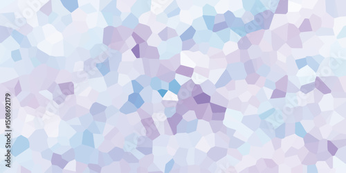 Abstract geometric mosaic pattern featuring cool pastel colors of blue purple and white evoking a sense of tranquility and modern aesthetics.