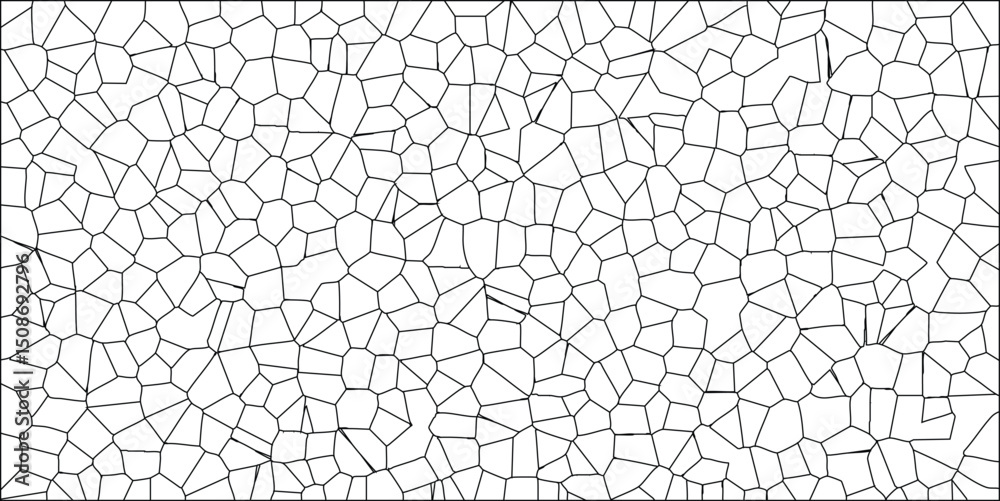 Obraz premium Abstract geometric pattern of irregular polygons with black lines on white background perfect for design and digital art projects
