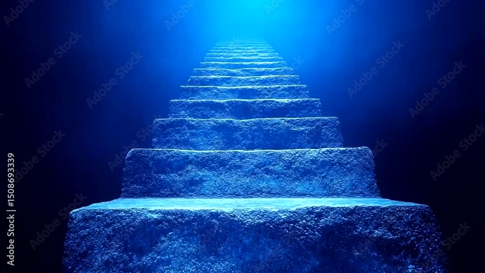 A path to enlightenment.  Illuminated, stone steps ascend into a radiant light