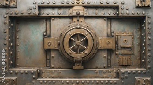 Wallpaper Mural A stunning image of vintage bank vault door with closed security safe box, full frame metal door for background. Torontodigital.ca
