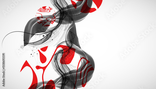 The abstract wave art background is made in a frame style. Template for science and technology presentation. Vector.