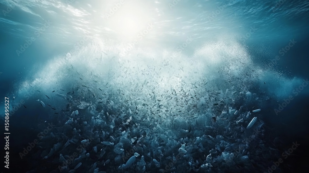 Fototapeta premium Stunning Underwater Scene With Bubbles And Sunlight