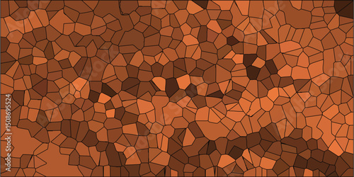 Abstract mosaic pattern in warm earth tones geometric design with randomly shaped cellular elements artistic visual