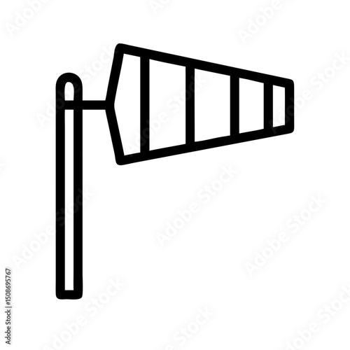 Windsock Pictogram – Weather and Wind Direction Icon for Aviation, Safety Signage, and Industrial Dashboards