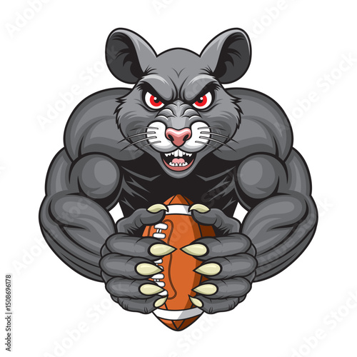american football mascot rat vector illustration design