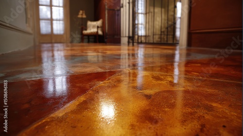 A stunning image of epoxy and waxed floor.