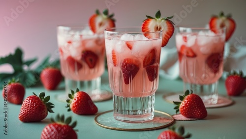 Wallpaper Mural Glasses Featuring Strawberry Cocktail Torontodigital.ca