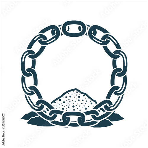 Salt Circle with Broken Chain Links Vector
