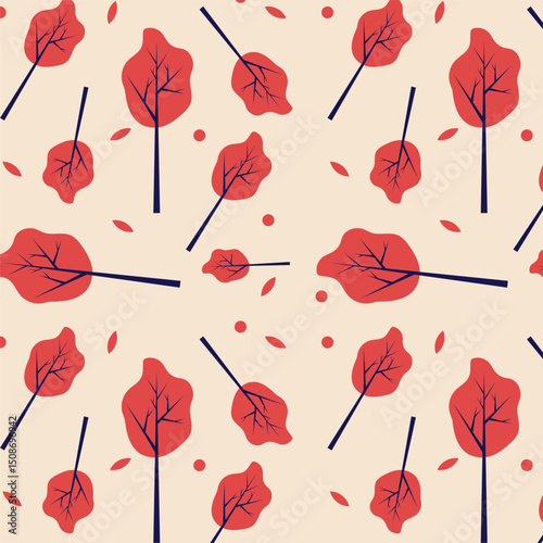 Tree Seamless Pattern Vector Illustration