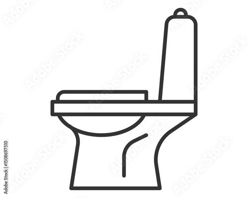 Minimalist line drawing of a toilet. Clean, simple,  modern. Perfect for illustrating plumbing, bathroom design, or hygiene concepts. Vector graphic icon for apps  more.
