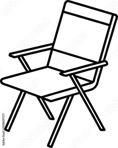Minimalist Lawn Chair Line Art Classic Folding Chair for Summer Picnic and Independence Day