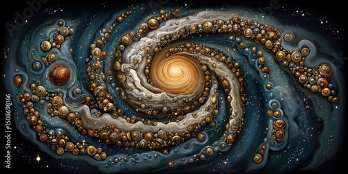Chronic instability in a vast galaxy swirling stars and nebulas in deep space