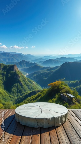 mountain landscape with wooden fence