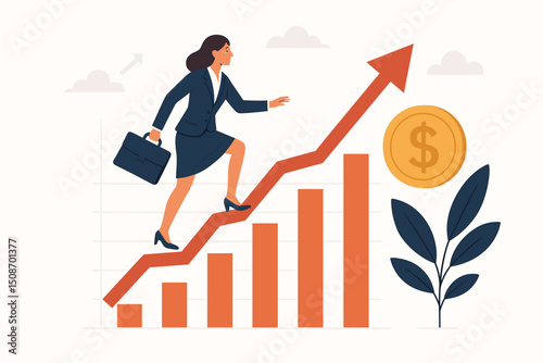 Dynamic Corporate Success Illustration Symbolizing Growth, Achievement, and Teamwork in Modern Business Environment with Abstract Design Elements and Vibrant Colors