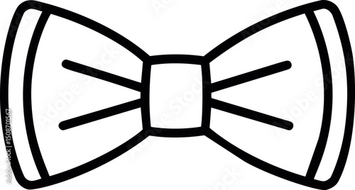Black and white outline of a bow tie symbol with simple design. Vector illustration