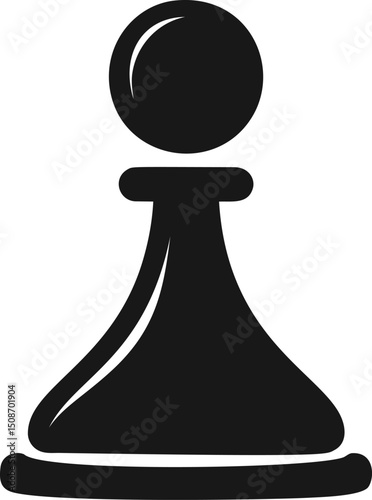 Black chess pawn silhouette isolated illustration. Vector illustration