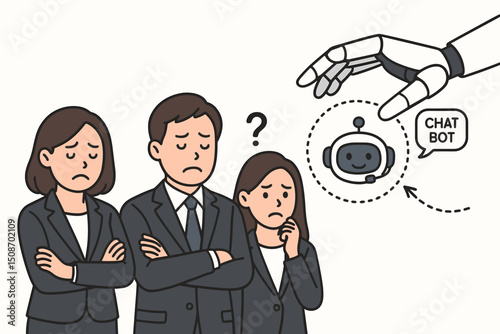 Futuristic AI Team Integration Concept Illustration with Digital Network Connections and Collaborative Technology for Modern Business Innovation and Automation Workflow