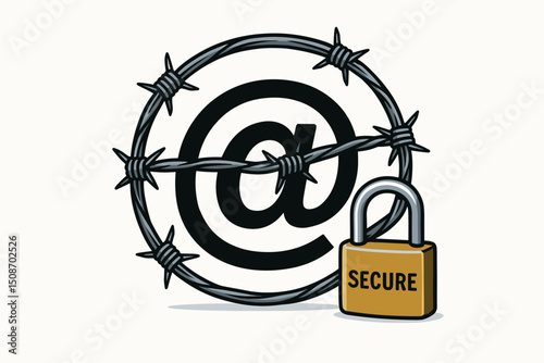 Secure Email Communication Concept: Shield Symbol for Data Protection & Cyber Security in Modern Digital World, Encrypted Messaging, Confidentiality, Privacy