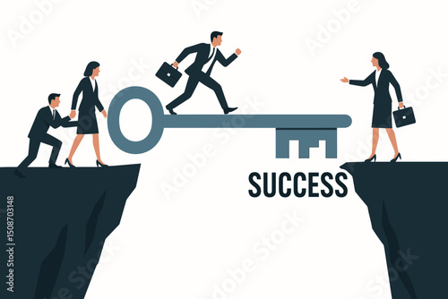 Inspirational Key to Success Concept with Golden Key Unlocking Opportunity and Achievement Symbol in Modern Business and Personal Growth Illustration