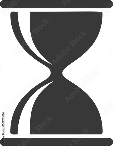 Black and white silhouette of hourglass symbolizing time passing. Vector illustration