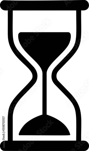 Black and white hourglass symbol depicting time passing concept. Vector illustration