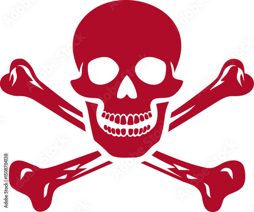 Red skull and crossbones symbol with, danger concept. Vector illustration