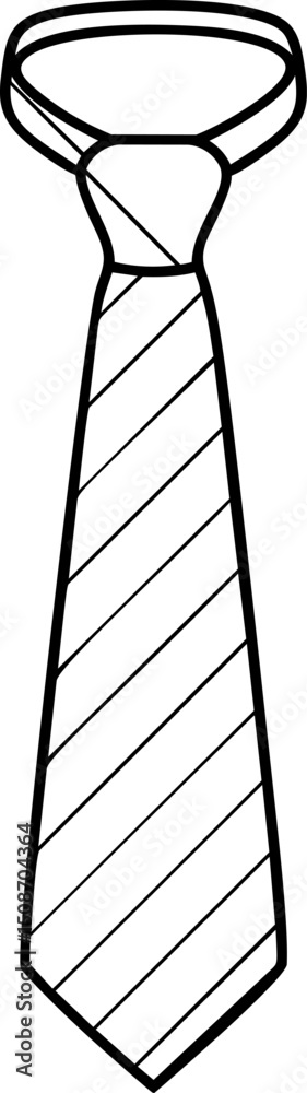 Fototapeta premium Black and white illustration of a striped necktie with simple design. Vector illustration