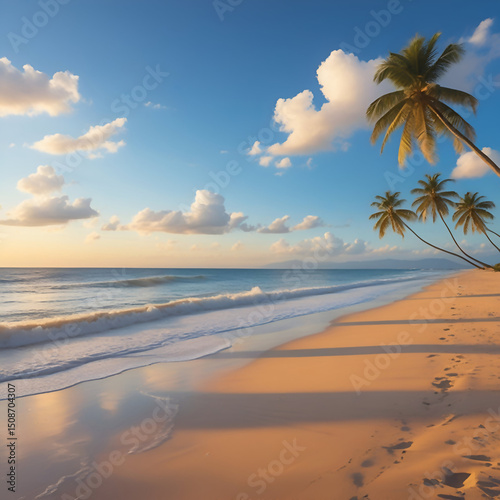 tropical beach at sunset