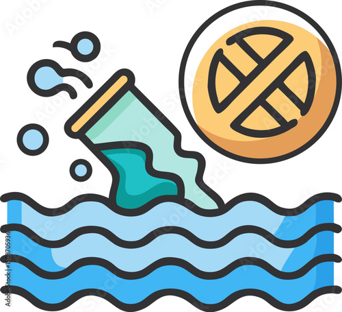 Water pollution icon vector