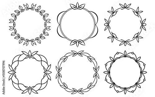 Decorative Floral Circle Frames Vector Collection