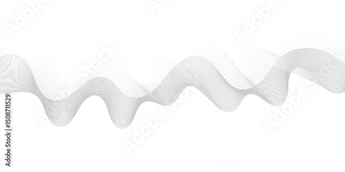 Abstract wave line for banner, template, wallpaper background with wave design.Abstract grey, white smooth element swoosh speed wave modern stream transparent background.Vector illustration