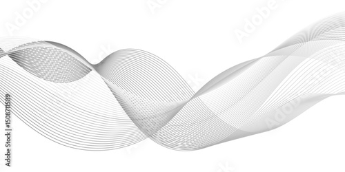  Abstract wave line for banner, wallpaper background with wave design. Abstract business wave curve lines .Abstract grey smooth element swoosh speed wave modern stream background. 