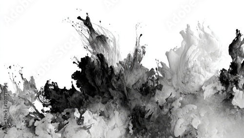 Abstract Black And White Paint Splatter