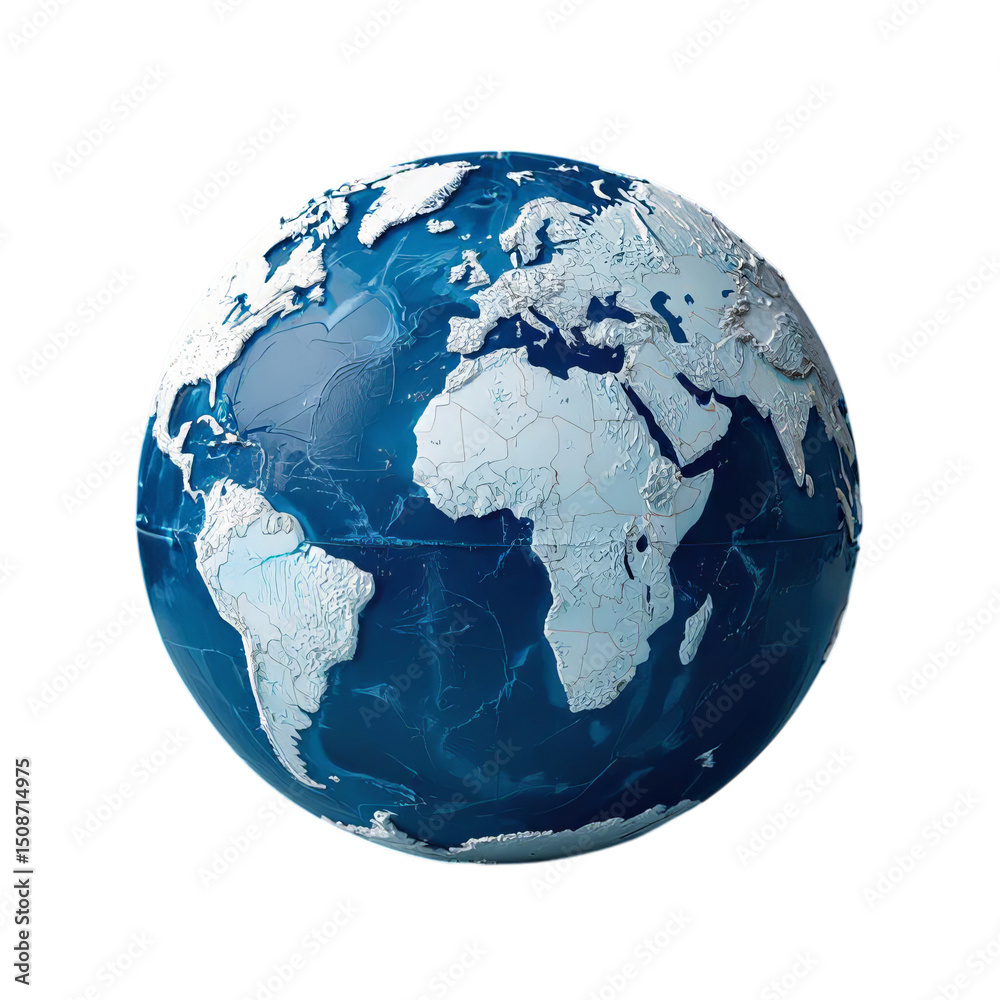 Fototapeta premium Earth Globe, Isolated Transparent Background, Minimalist Design Element