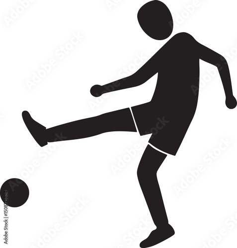 Soccer Player Silhouette in Action: Dynamic silhouette of a soccer player executing a powerful kick, poised with focus and athleticism. Perfect for sports and fitness-related visuals.