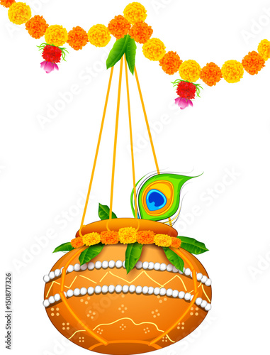 Dahi handi celebration in Happy Janmashtami festival background of India