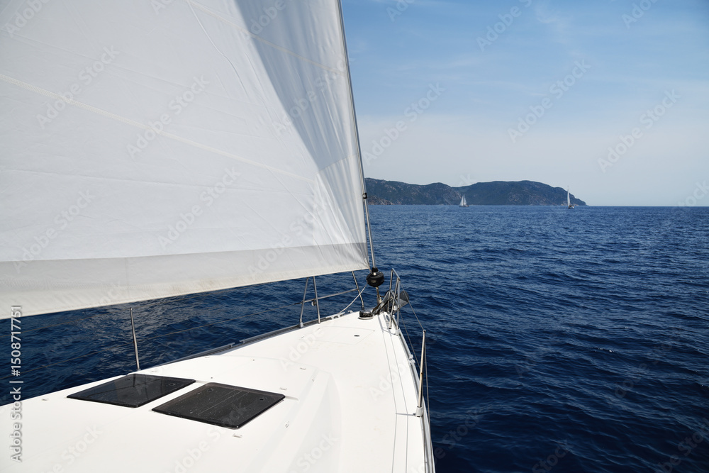 Fototapeta premium Sailing ship yachts in Mediterranean Sea. Fethiye harbor, Turkey