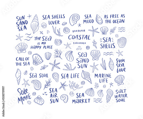 Hand drawn coastal life collection