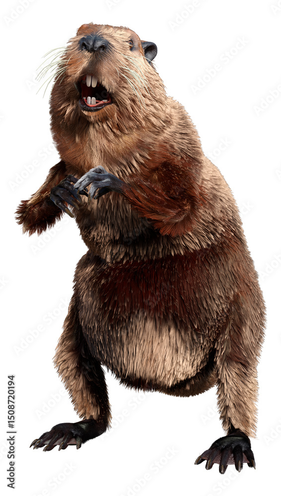 Fototapeta premium 3D Rendering Beaver on White